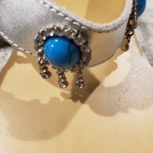Yellow Box Silver/Faux Turquoise/Crystal Sandals - Picture 6 of 6